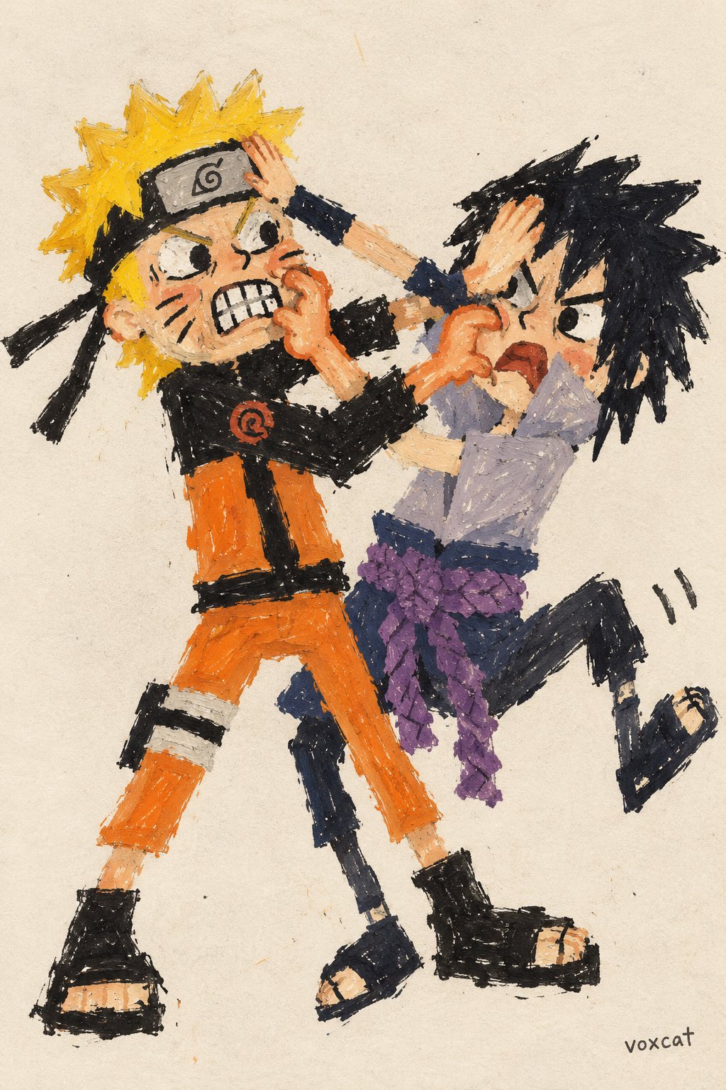 Comic / Storyboard - Neo-Naive Style Character Fight Illustration Prompt — sample posted by VoxCat