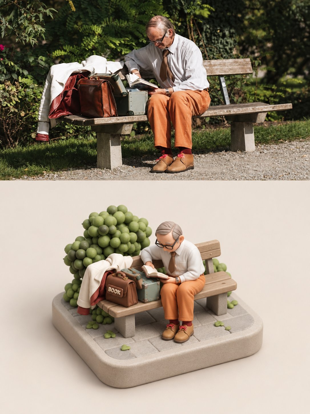 Social Media Post - Vespa Scooter: Real vs Miniature Diorama — sample posted by 小小东